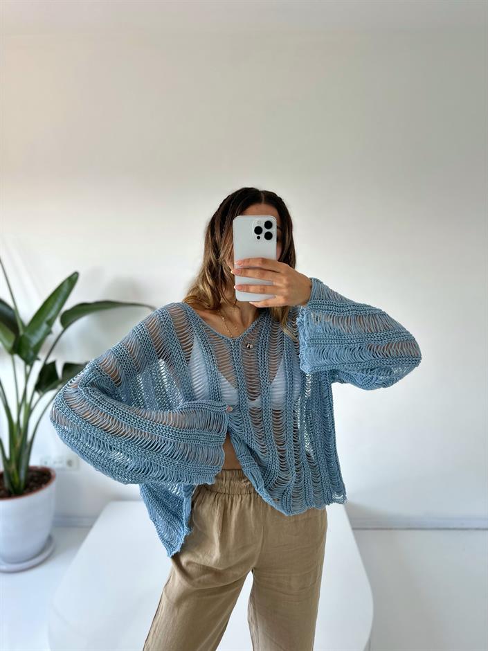 Sofia Mavi Ajurlu Triko