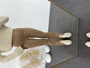 Süet Sütlü Kahve Yırtmaçlı Pantolon 