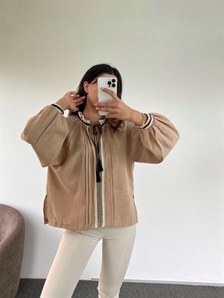 Sütlü Kahve Keten Bluz