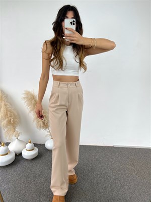 Taş Belden Pens Dikişli Palazzo Pantolon 