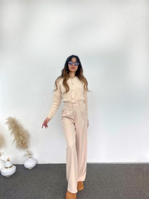 Taş Belden Pens Dikişli Palazzo Pantolon 