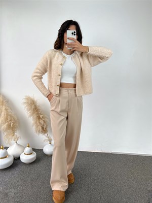 Taş Belden Pens Dikişli Palazzo Pantolon 