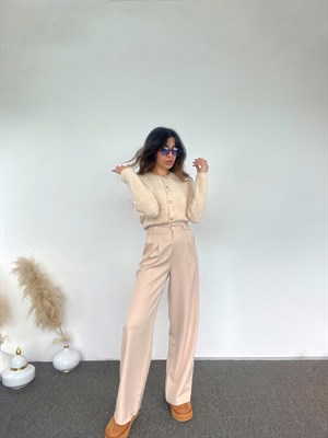 Taş Belden Pens Dikişli Palazzo Pantolon 