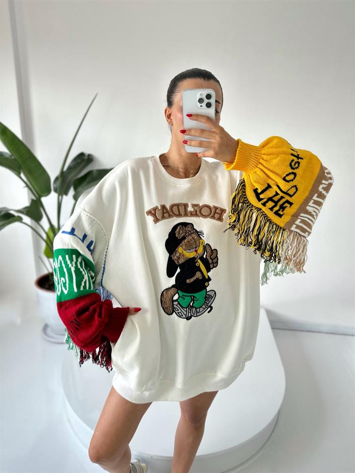 Tasarım Püsküllü Sweatshirt