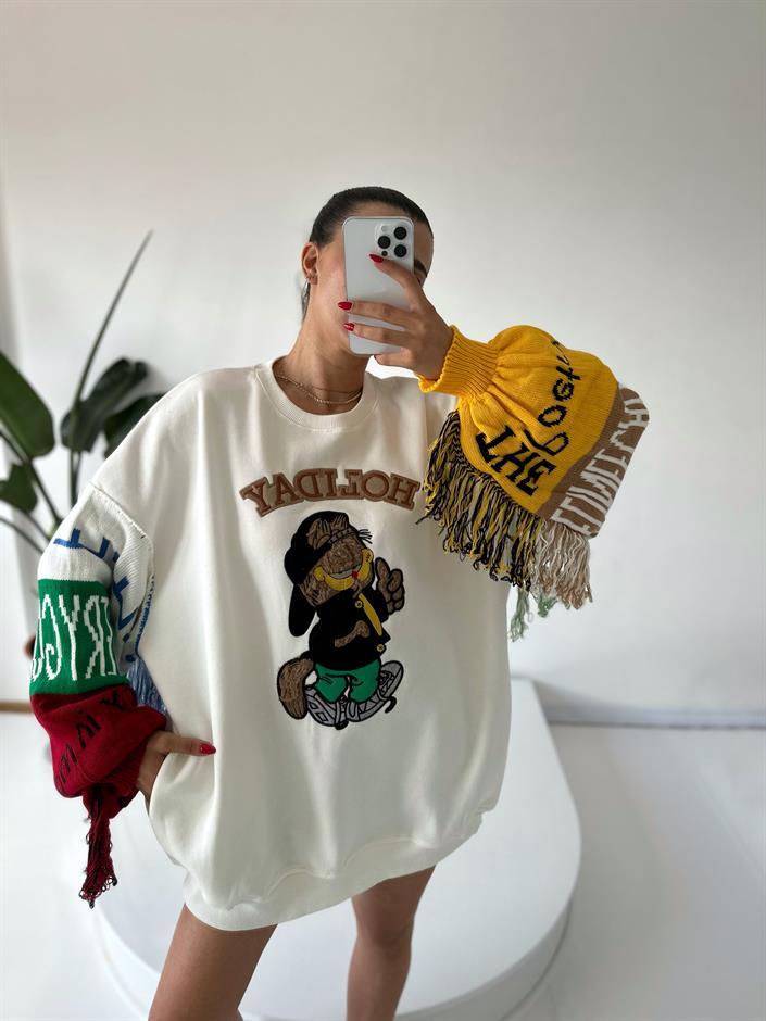 Tasarım Püsküllü Sweatshirt