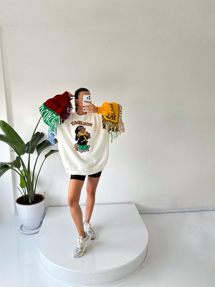 Tasarım Püsküllü Sweatshirt