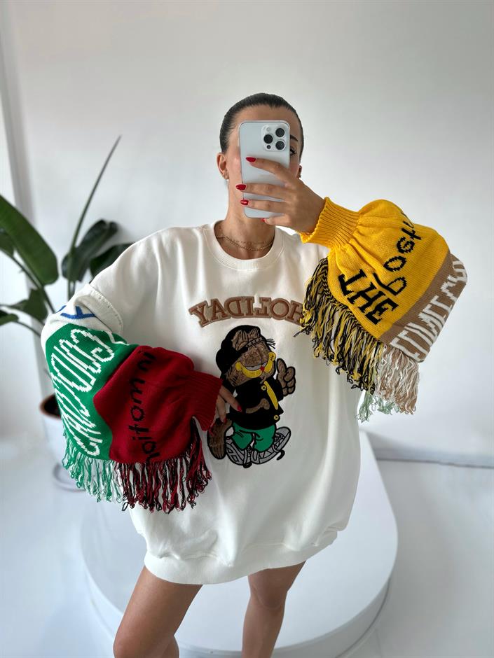 Tasarım Püsküllü Sweatshirt