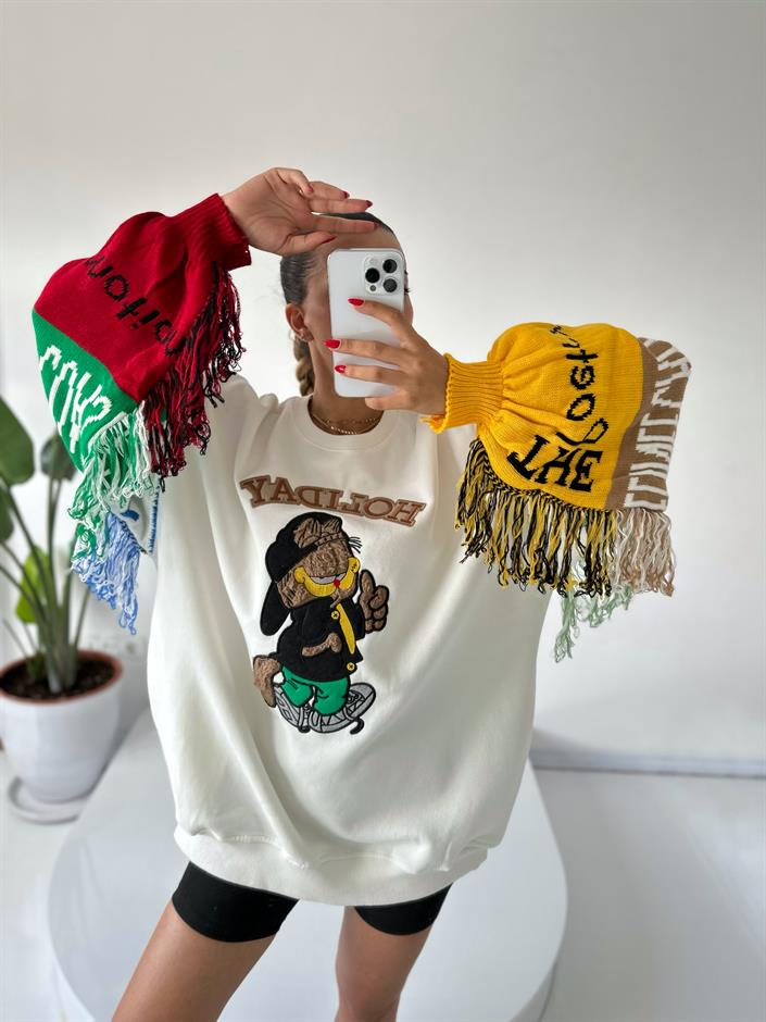 Tasarım Püsküllü Sweatshirt