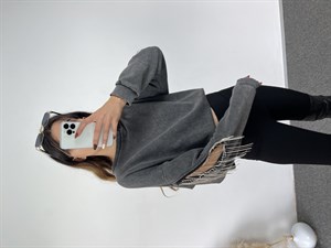 Tasarım Taşlı Muadil Sweatshirt
