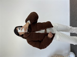 Teddy Acı Kahve Peluş Mont
