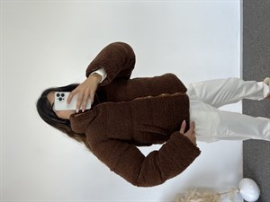 Teddy Acı Kahve Peluş Mont