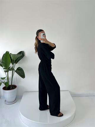 Tierra Siyah Gömlek Detaylı Tulum 