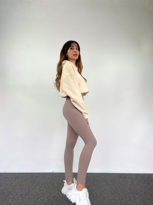 Toprak Rengi İçi Şardonlu Fitilli Tayt