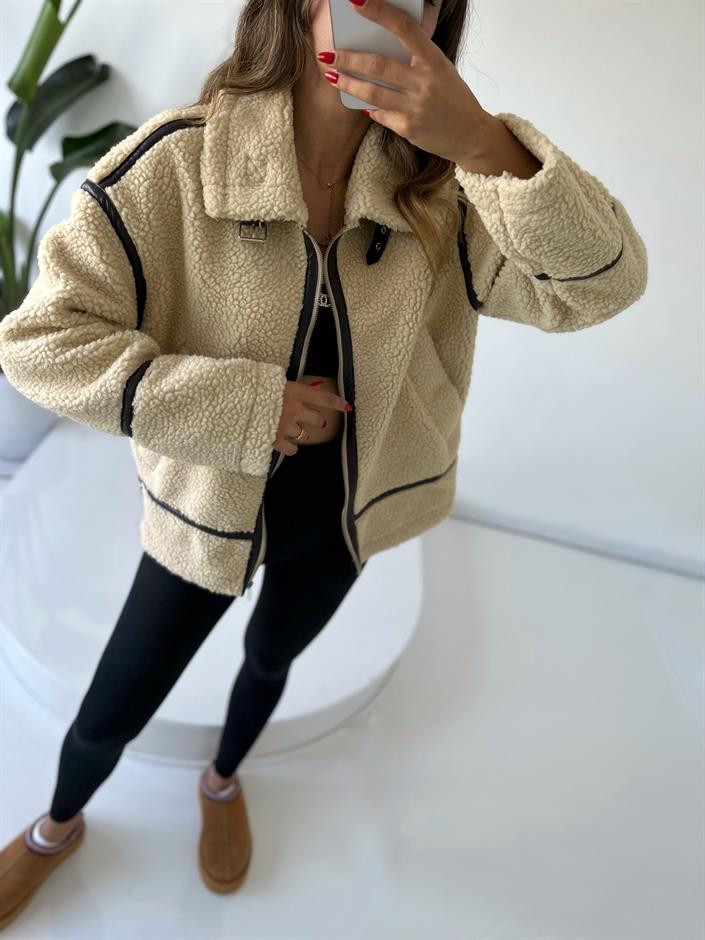 Trend Teddy Biker Kürk Ceket 