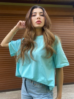 Turkuaz Mavisi Oversize Tshirt