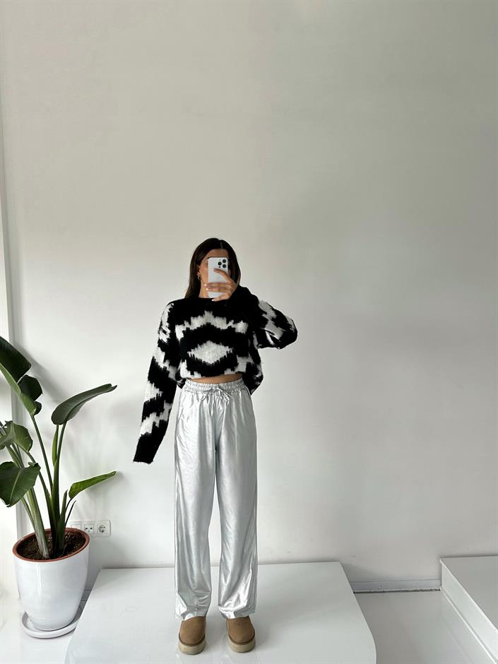 Tyler Metalik Beli Lastikli Pantolon 