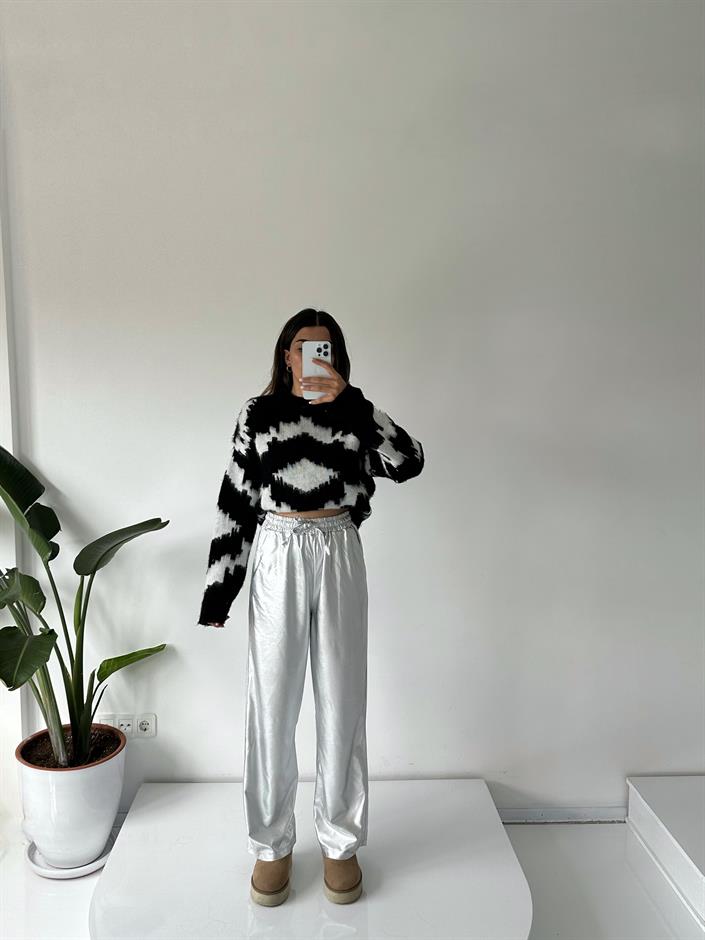 Tyler Metalik Beli Lastikli Pantolon 