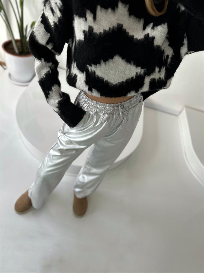 Tyler Metalik Beli Lastikli Pantolon 