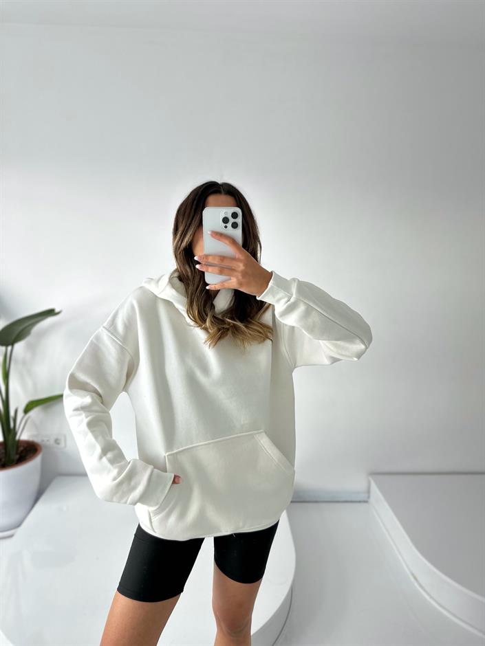 Visha Beyaz Oversize Sweatshirt