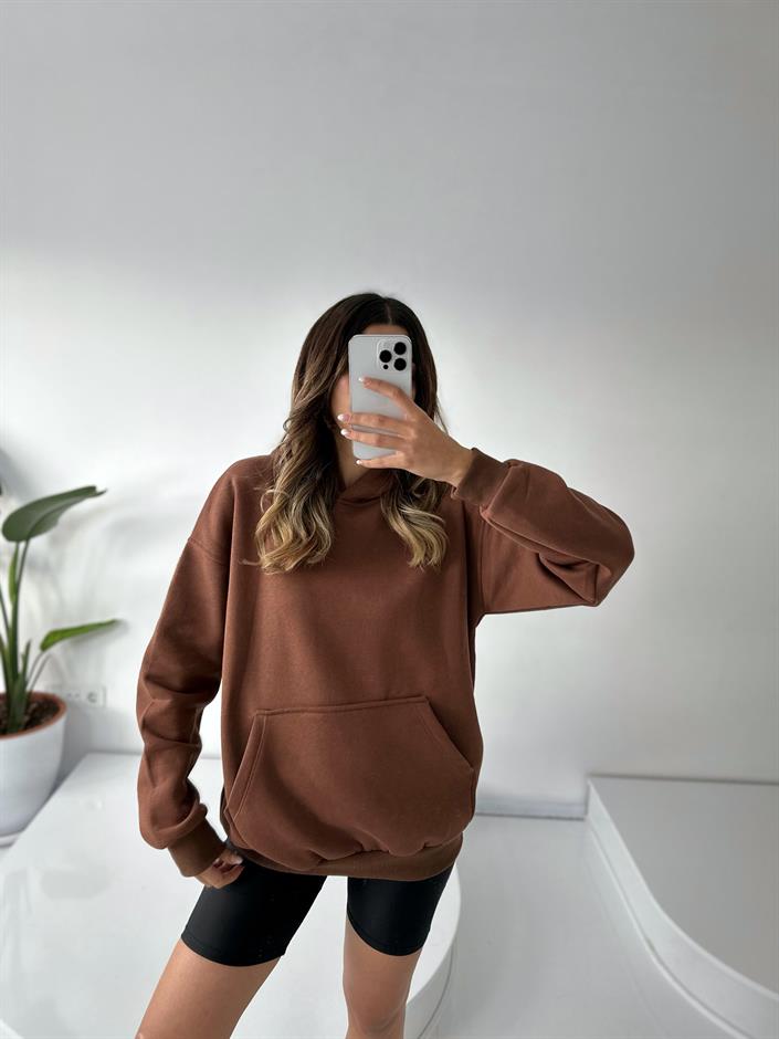 Visha Kahverengi Oversize Sweatshirt