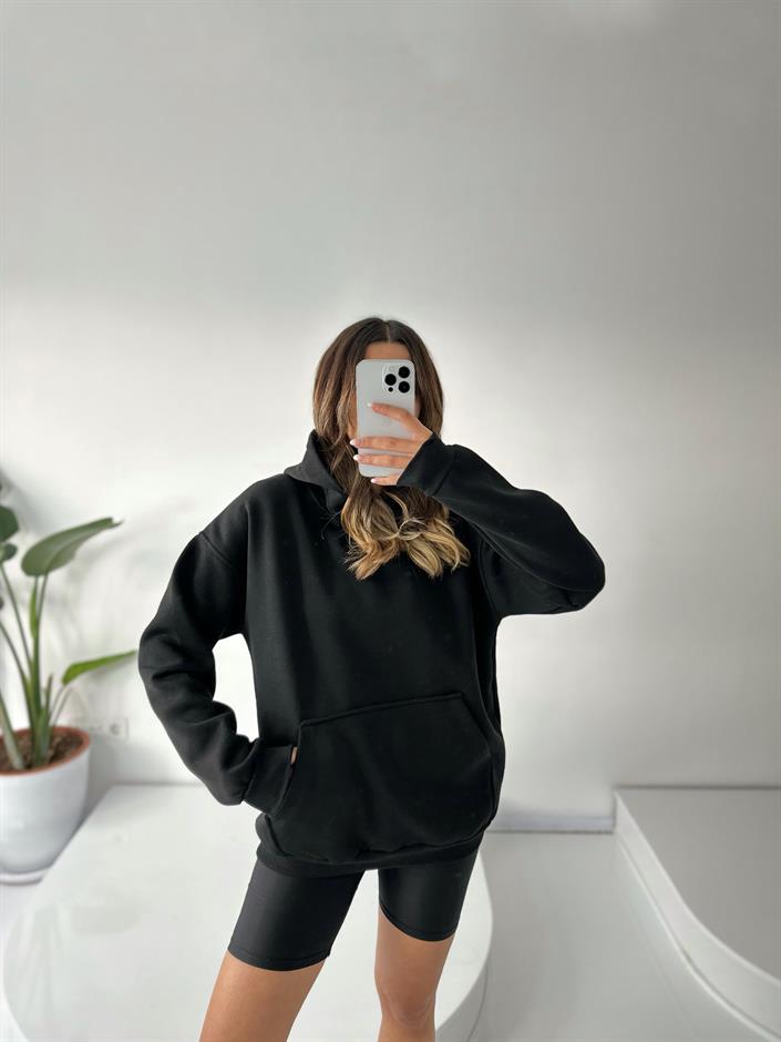 Visha Siyah Oversize Sweatshirt