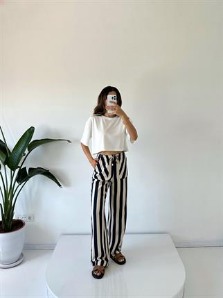 Vitabella Çizgili Beli Lastikli Pantolon