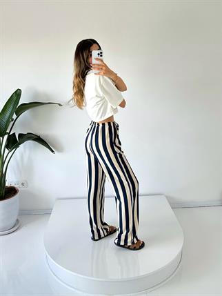 Vitabella Çizgili Beli Lastikli Pantolon