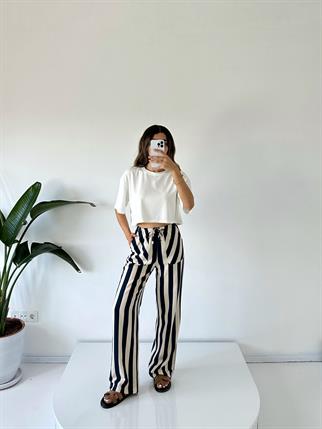 Vitabella Çizgili Beli Lastikli Pantolon