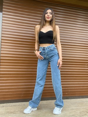 Wide Leg Palazzo Denim Pantolon 