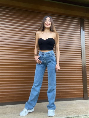 Wide Leg Palazzo Denim Pantolon 