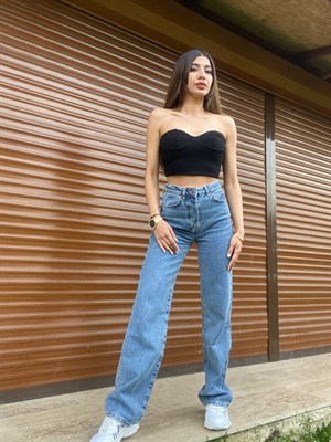 Wide Leg Palazzo Denim Pantolon 