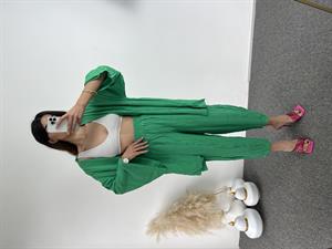 Yeşil Gofre Kimono Takım 