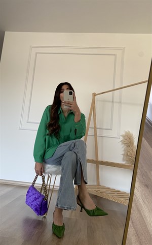 Yeşil Oversize Gömlek