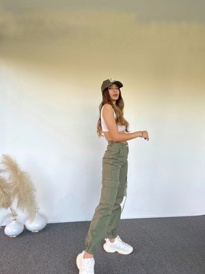 Yeşil Premium Kargo Denim Pantolon