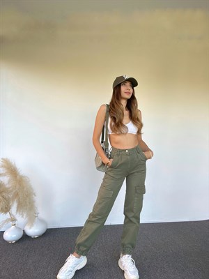 Yeşil Premium Kargo Denim Pantolon