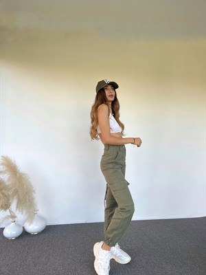 Yeşil Premium Kargo Denim Pantolon