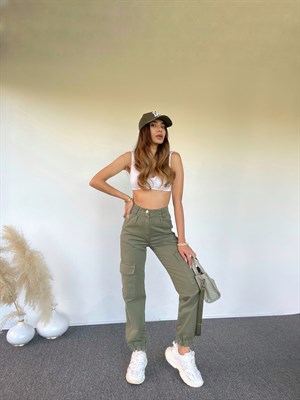 Yeşil Premium Kargo Denim Pantolon