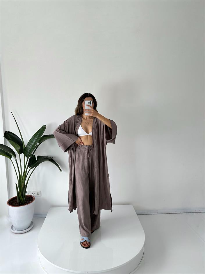 Zulya Mürdüm Uzun Kimono Pantolon Takım
