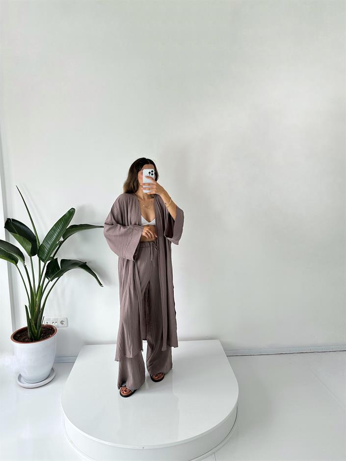 Zulya Mürdüm Uzun Kimono Pantolon Takım