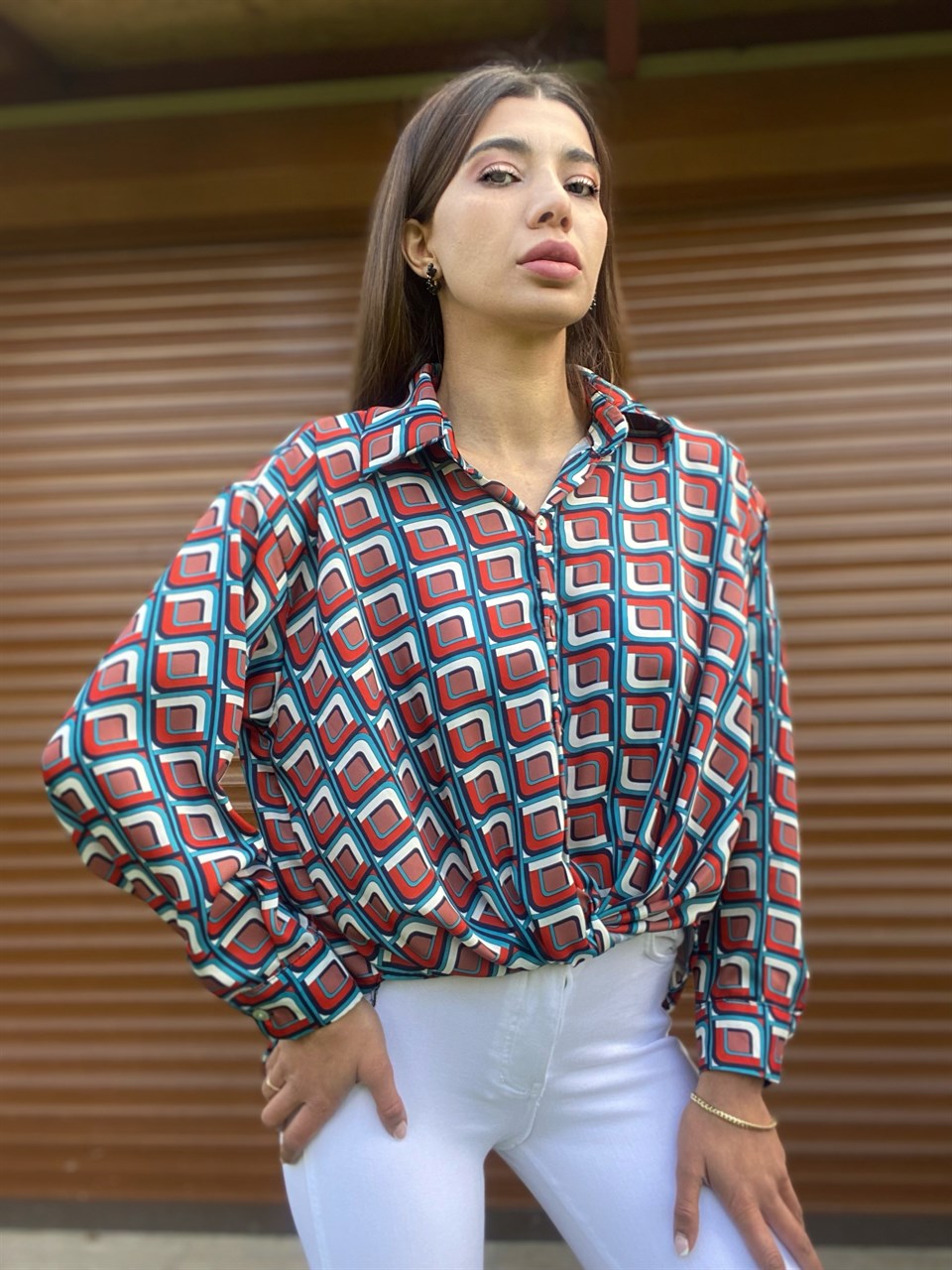 Zara GEOMETRIC PRINTED BLOUSE