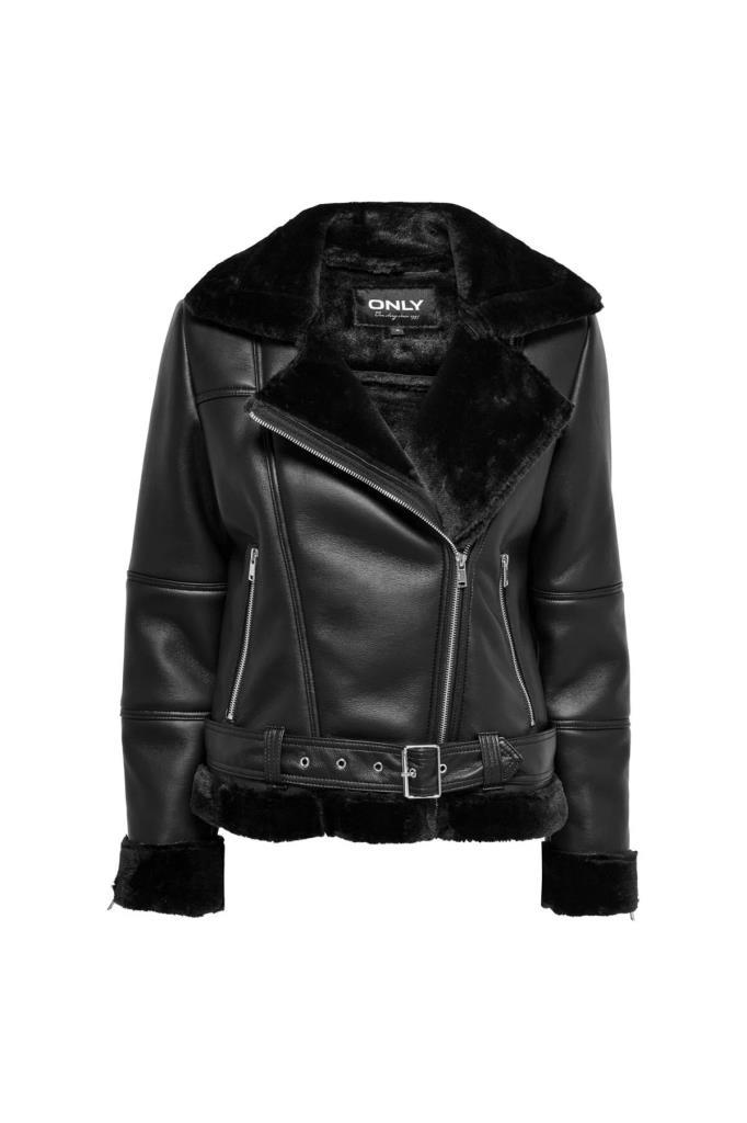  ONLY 15260002 ONLAGNETE FAUX LEATHER BIKER BLACK KADIN DERİ MONT