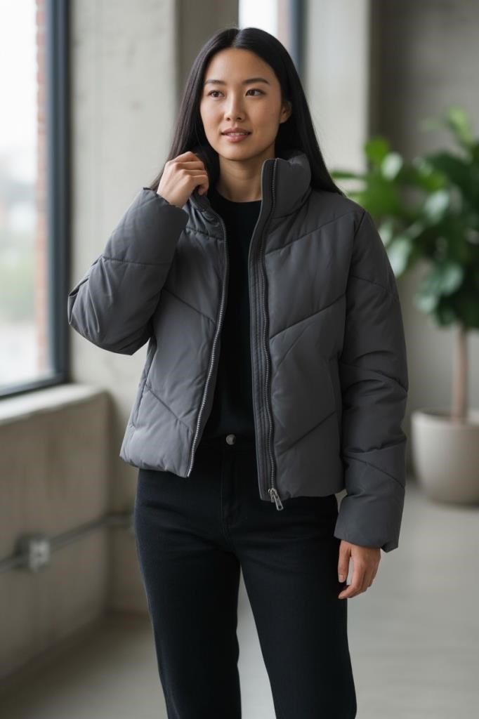 15308639 ONLMAGGI BLACKENED PEARL PUFFER KADIN KISLIK MONT
