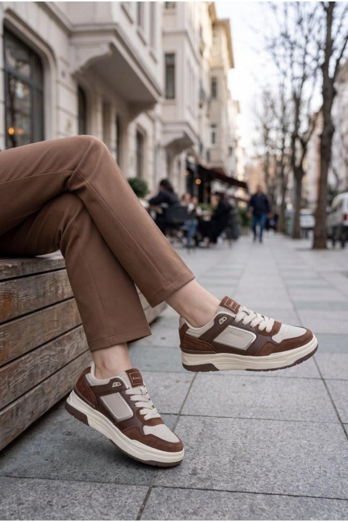 Bağcıklı Günlük Kahverengi Kadın Sneaker Solley