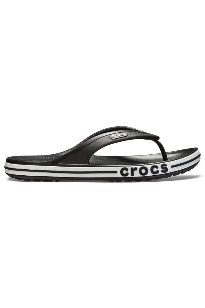 CROCS 205393-BAYABAND FLIP 066-BLACK/WHITE PARMAK ARASI UNİSEX TERLİK