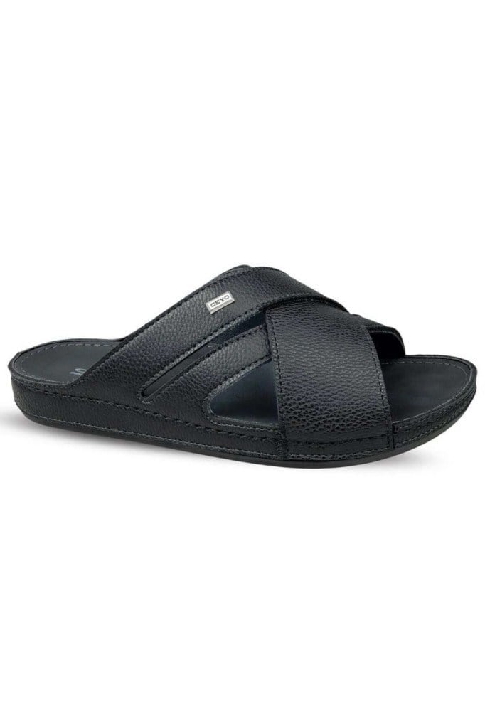 Erkek Ortopedik Rahat Günlük Çapraz Bant Terlik 9964-12 Siyah