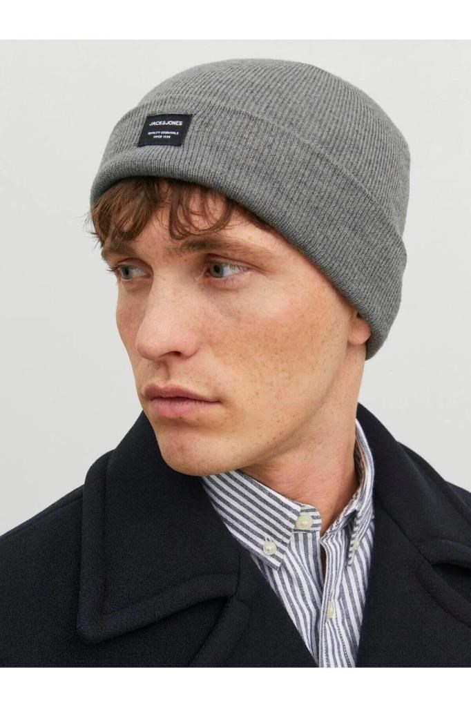 Jack&Jones 12092815 JACDNA BEANIE GREY MELANGE NS ERKEK BERE