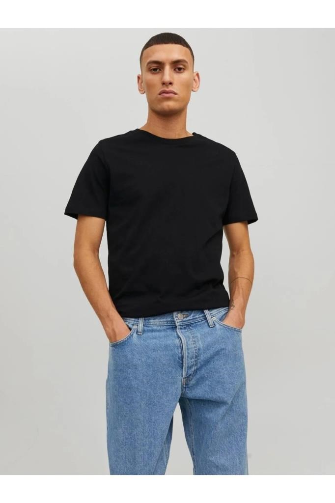 Jack&Jones 12156101 JJEORGANIC TEE SS O-NECK BLACK ERKEK T-SHİRT
