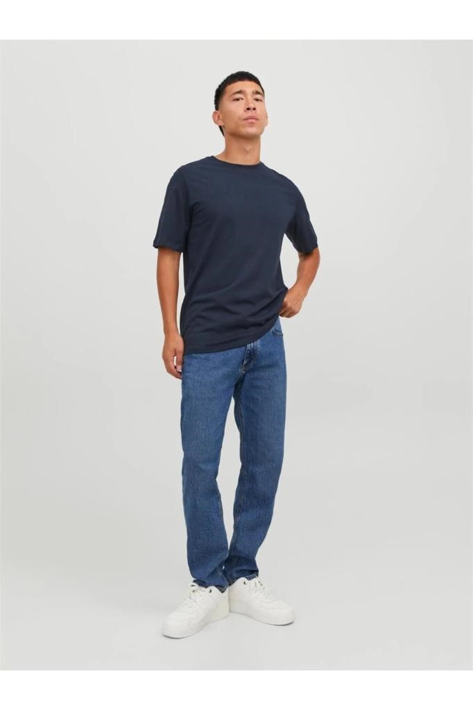 Jack&Jones 12156101 JJEORGANIC TEE SS O-NECK NAVY ERKEK T-SHİRT