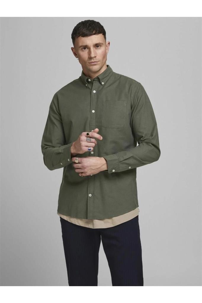 Jack&Jones 12182486 JJEOXFORD SHIRT LS FOREST ERKEK GÖMLEK
