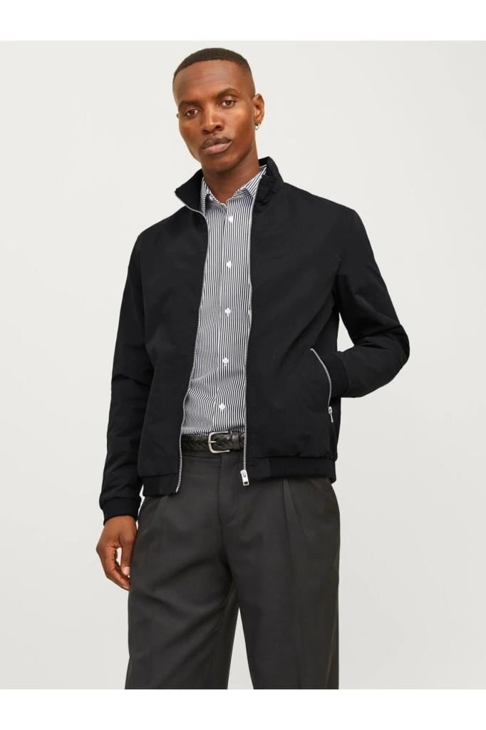 Jack&Jones 12204277 JJERUSH HARRINGTON BOMBER BLACK ERKEK MONT